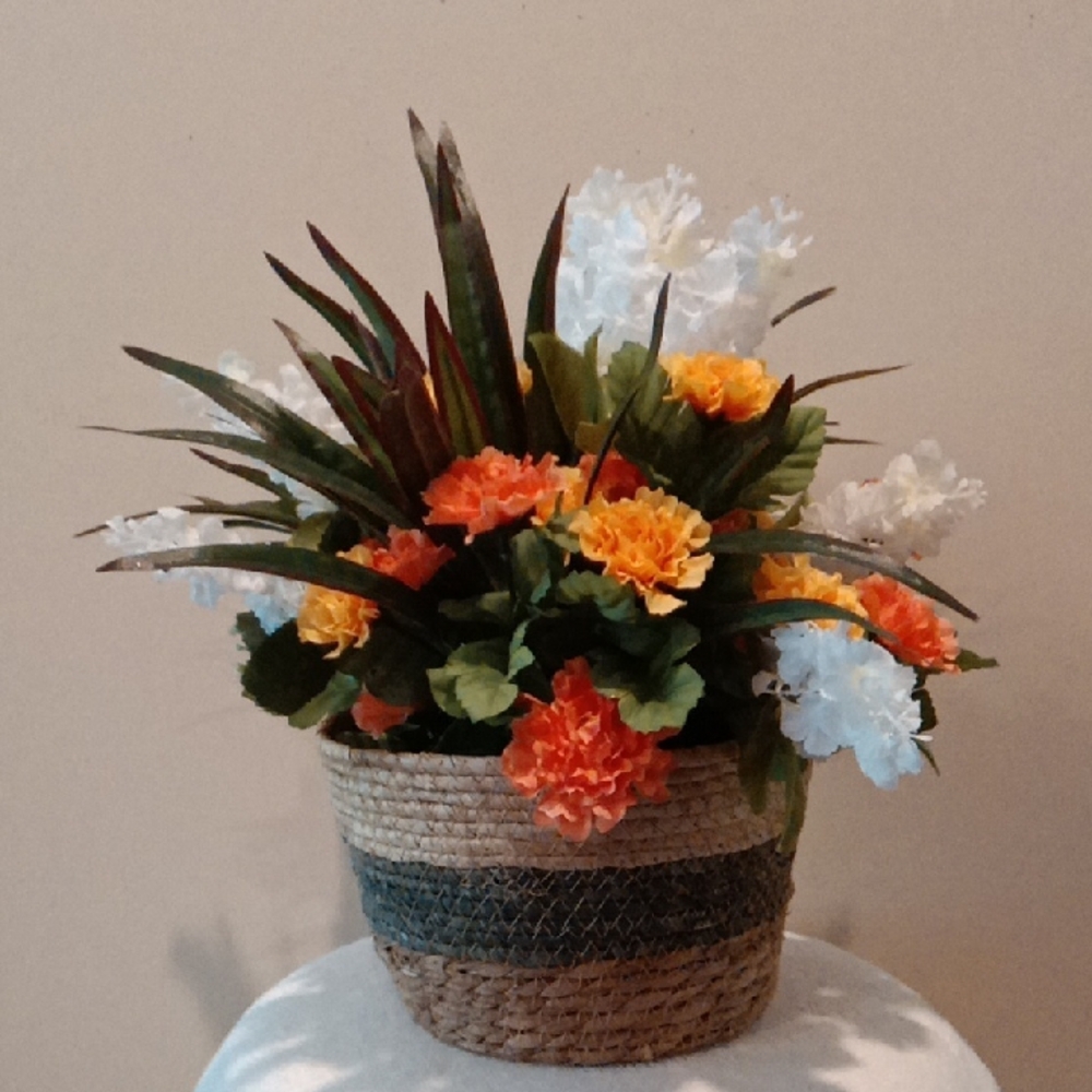 Orange and White Faux Floral Accents One Of A Kind